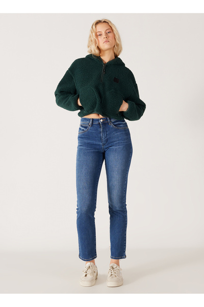 WRANGLER Normal Waist Slim Leg Green Women's Denim Trousers W26L4737A-Green