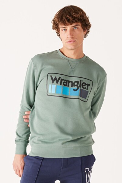 WRANGLER Regular Fit Normal Kesim %100 Pamuk Içi Polarlı Açık Yeşil Sweatshirt