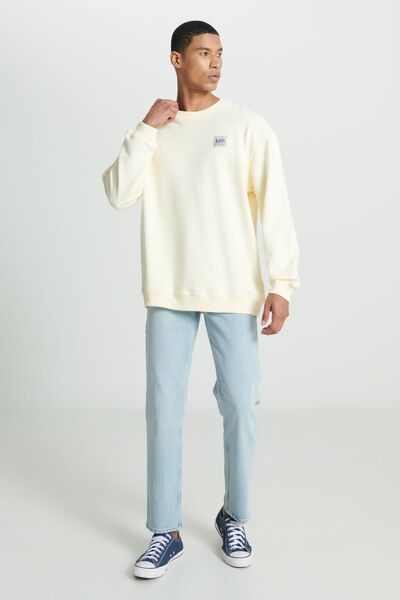 Lee Екрю колір - Зручний крій, велосипедний комір, 100% бавовна, світшот