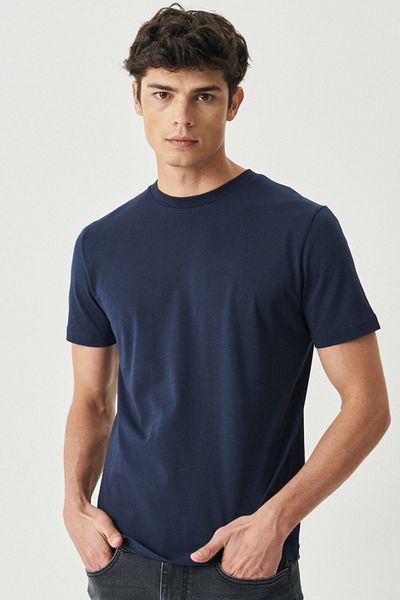 Riders by Lee Marineblaues T-Shirt mit normaler Passform, 100 % Baumwolle, Rundhalsausschnitt