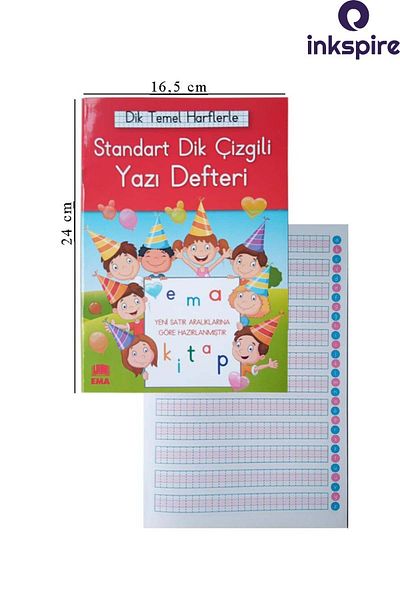 inkspire Bloc de scris frumos cu dungi verticale de dimensiune medie - 16,5x24 cm, 24 coli, 5 buc.