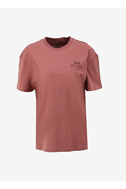 Lee Relaxed Fit Geniş Kesim Bisiklet Yaka %100 Pamuk Kiremit Rengi Tişört