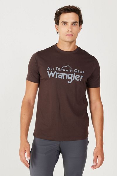 ALL TERRAIN GEAR -x- Wrangler All Terrain Gear - Crew Neck 100% Cotton Brown T-Shirt - Regular Fit