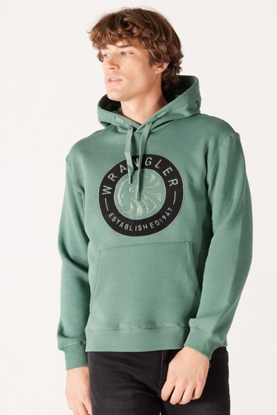 WRANGLER Regular Fit Normal Kesim Kapüşonlu Içi Polarlı Yeşil Sweatshirt