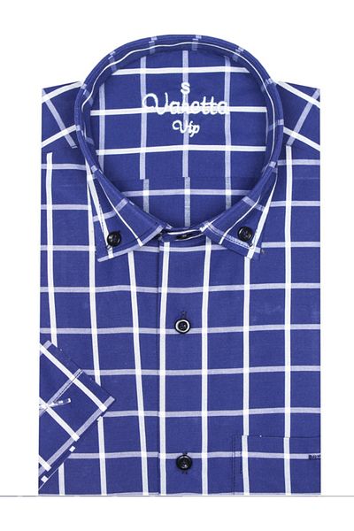 Varetta Ανδρικό πουκάμισο με ρίγες Navy Blue - Κοντό μανίκι και τσέπες