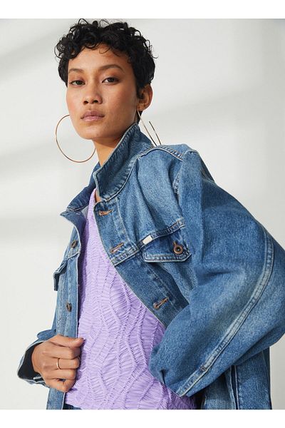 WRANGLER Oversize Fit Relaxed Cut 100% Cotton Blue Jean Jeans Jacket