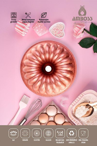 Amboss Alya Cast Cake Mold Fireproof Non-Stick - Pink 26 Cm