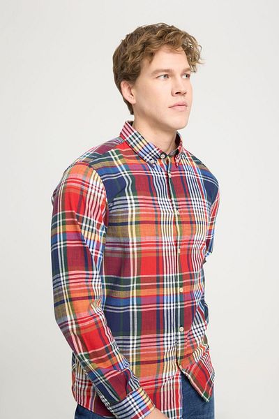 WRANGLER Színes 100% pamut széles szabású, normál szabású narancssárga ing