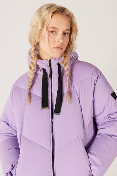 WRANGLER Helllila, bequem geschnittene, aufblasbare Daunenjacke mit Kapuze
