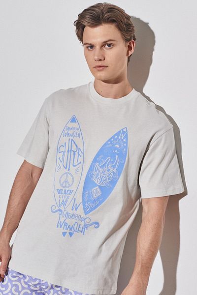 WRANGLER Gray Crew Neck 100% Cotton Relaxed Fit T-shirt