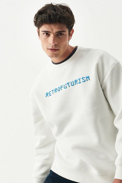 Riders by Lee Ecru - Übergroßes Sweatshirt mit Rundhalsausschnitt und Reliefmuster