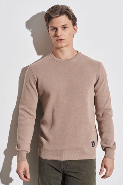 WRANGLER Beige Color - Crew Neck Regular Fit Knitwear Sweater