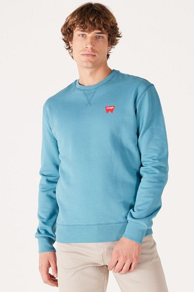 WRANGLER Regular Fit Regular Cut Crew Neck 100% Cotton Blue Men's Sweatshirt