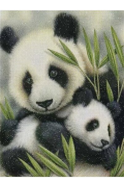 MAXİ Pandalar - Diamond Painting, Elmaslı Goblen, Mozaik Tablo, Elmas, Boncuk...