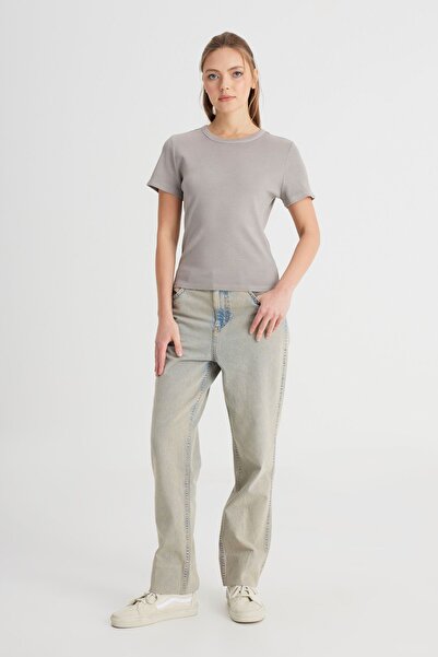 WRANGLER Slim Fit Slim Fit Crew Neck Gray T-Shirt