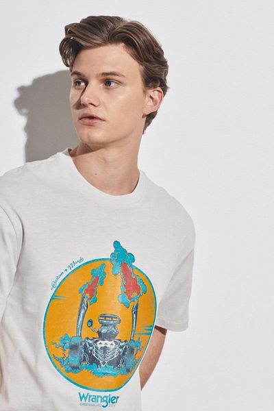 WRANGLER Gray Crew Neck 100% Cotton Relaxed Fit T-shirt