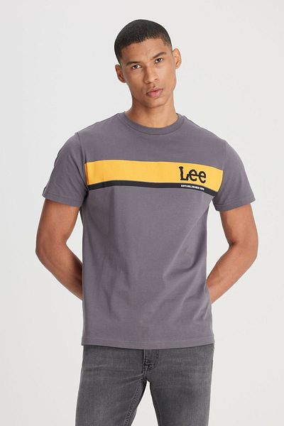 Lee Ανδρικό μπλουζάκι Regular Fit Regular Cut Crew Neck 100% Cotton Anthracite