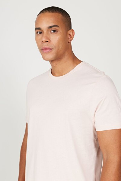 AC&Co / Altınyıldız Classics Ανδρικό μπλουζάκι Dried Rose Crew Neck Slim Fit Basic - 100% βαμβάκι