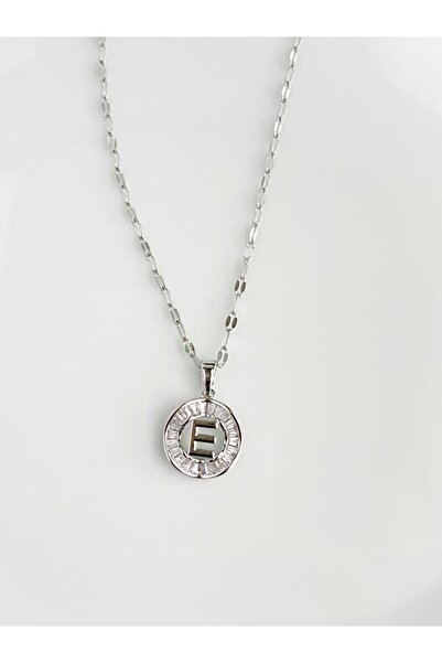 ALEYKA PASLANMAZ ÇELİK ŞIK VE TARZ BAGET TAŞLI E HARFLİ KOLYE