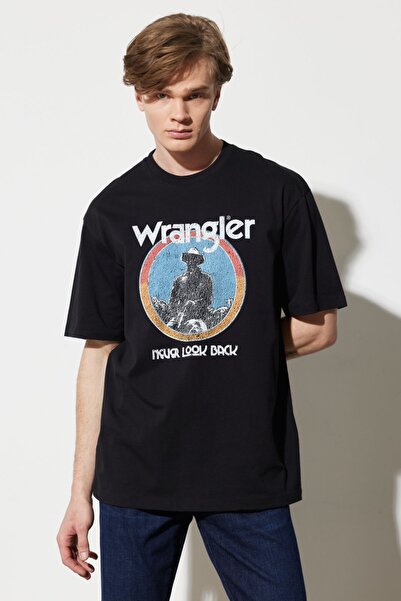 WRANGLER Black Regular Fit Crew Neck 100% Cotton T-Shirt