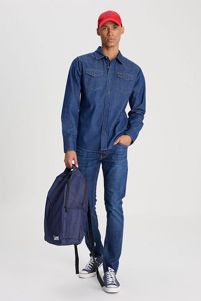 Lee Πουκάμισο τζιν Navy Blue Regular Fit - 100% βαμβάκι