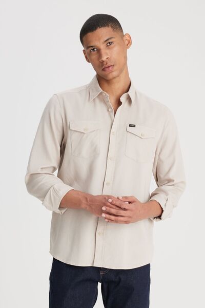 Lee Regular Fit Normal Kesim %100 Pamuk Bej Gömlek
