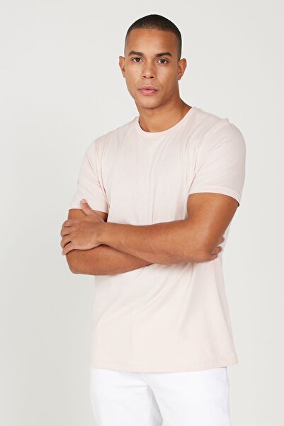 AC&Co / Altınyıldız Classics Ανδρικό μπλουζάκι Dried Rose Crew Neck Slim Fit Basic - 100% βαμβάκι