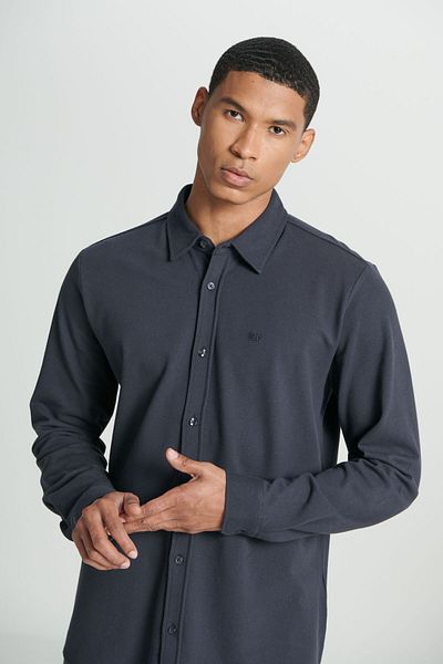 Lee Anthracite Color 100% Cotton Regular Fit Shirt