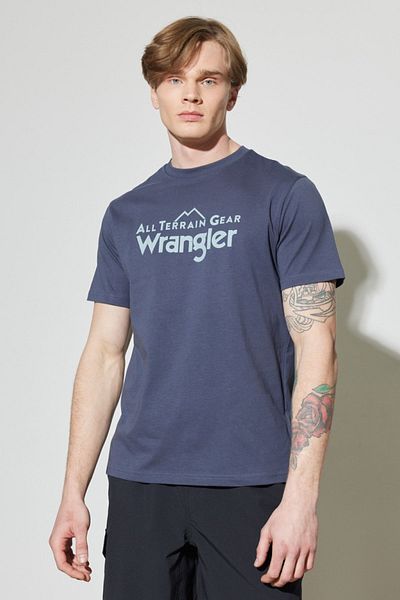 ALL TERRAIN GEAR -x- Wrangler All Terrain Gear Navy Blue Regular Fit Crew Neck 100 Cotton Tisort
