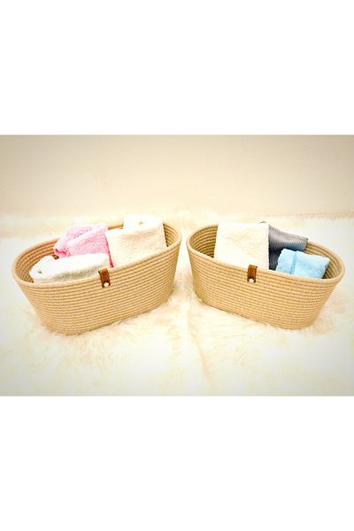 Antioch Art And Design Wicker Double Basket Organizer - Bathroom, Makeup, Socks and Towel Organizer