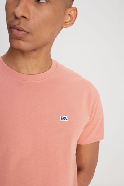 Lee Salmon Color Crew Neck 100% Cotton Men's T-shirt - Regular Fit
