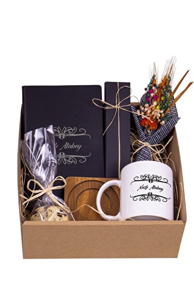 Kitaplı Hediye Mutlu Yaşa Hediye Kutusu - Kişiye Özel Ajanda Kalem Kuru Çiçek...