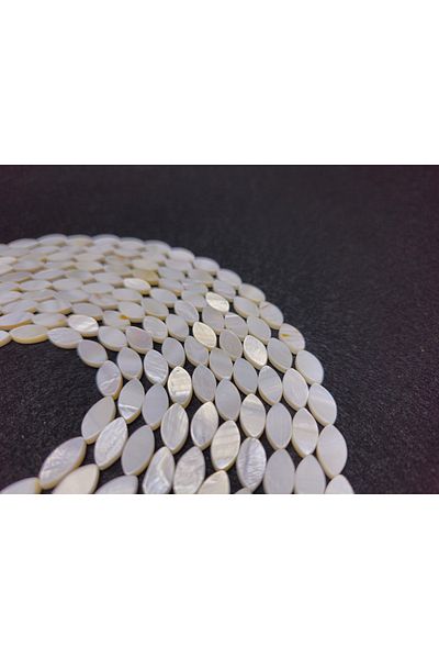 Yüksel Boncuk 8x15 Mm Shuttle Cut Natural Stone String - Mother of Pearl Stone