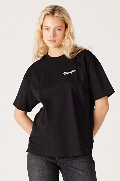 WRANGLER Loose Fit Rahat Kesim %100 Pamuk Bisiklet Yaka Siyah Tişört