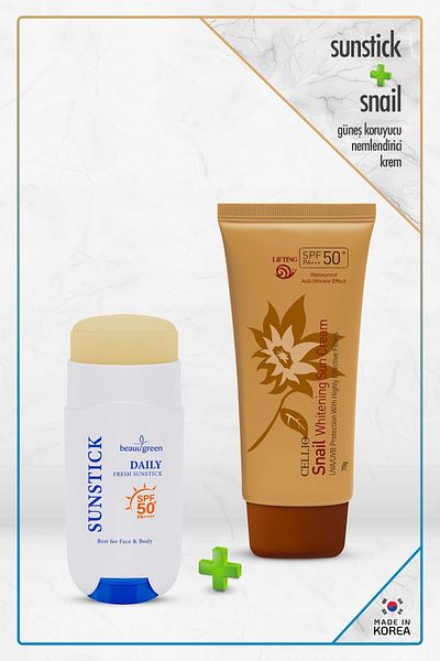 DR. CELLIO 2 Pack Sunscreen, Sunstick + Snail-Containing Sunscreen Moisturizing Cream Spf50 Pa Uva/uvb