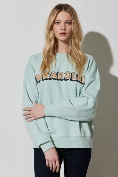 WRANGLER Ментово зелено - 100% памучен суичър с кръгла яка RegularFit