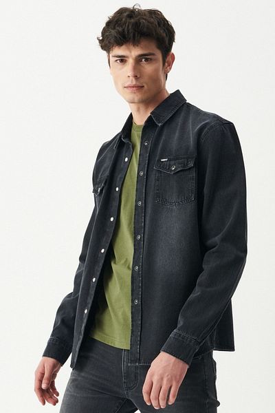 Riders by Lee Ανθρακί Χρώμα Regular Fit Jean Jeans πουκάμισο - 100% βαμβάκι
