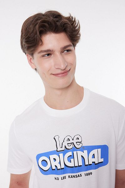 Lee Crew Neck 100% Cotton Regular Fit Off-white T-shirt
