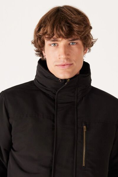 WRANGLER Stand Collar Regular Fit Black Men's Coat W40bww100