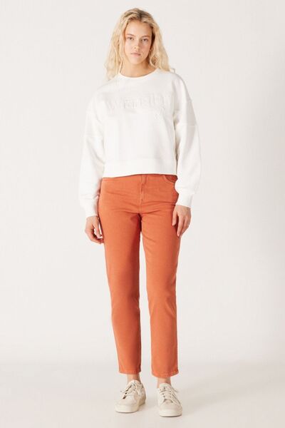 WRANGLER Mom Fit Yüksek Bel Dar Paça Esnek Kahverengi Kadın Pantolon