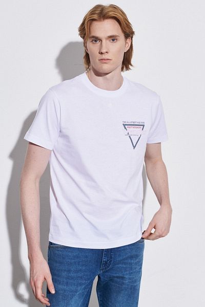 WRANGLER Regular Fit Normal Cut 100% Cotton Crew Neck Off-White T-Shirt