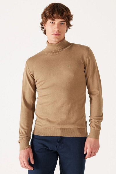 WRANGLER Turtleneck Dark Beige Men's 100% Cotton Sweater W8D42PM24