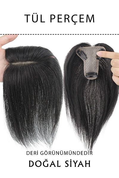 LOLLY PONY Natural Black with Real Scalp Tulle Rivet Bangs Clip