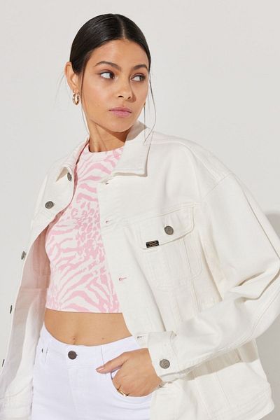 Lee Weiße, dehnbare Jeans – Regular Fit Trucker-Jeansjacke