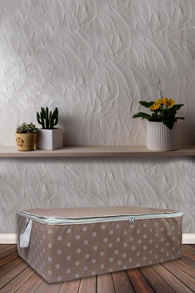 ADARYA HOME Canapea extensibilă cu 6 locuri, tip bază de pernă, resturi de depozitare a hainelor - resturi de bază, model cu buline (ROZ PUDRĂ)