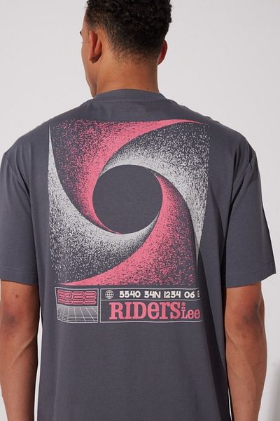 Riders by Lee Anthrazitfarbenes T-Shirt mit Rundhalsausschnitt und lockerer Passform aus 100 % Baumwolle