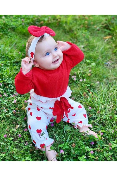 pony baby 'pony ile özel hisset' 3-piece Nope Watermelon Sleeve Girl's Set