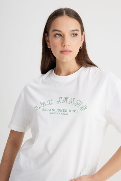 Lee Tricou cu croială normală, guler tip crew, 100% bumbac, ecru