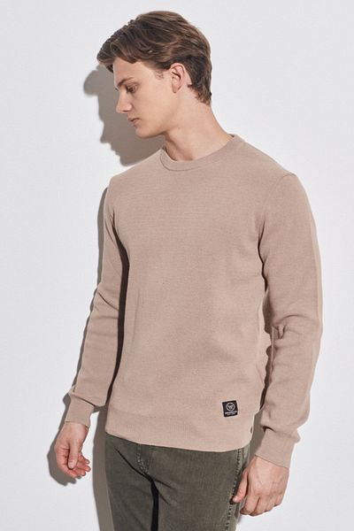 WRANGLER Beige Color - Crew Neck Regular Fit Knitwear Sweater