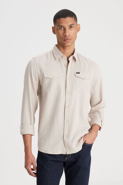 Lee Regular Fit Normal Kesim %100 Pamuk Bej Gömlek